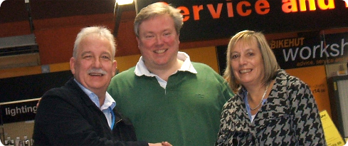 Stop smoking advisor Stephen Pugh, QEHB Charity Chief Executive Mike Hammond and Lorraine Wylde